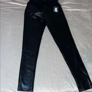 Red Hot SPANX High Waisted Shiny Very Black Leggings NWT